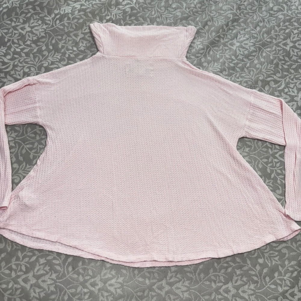 Cupio Waffle Knit Cowl Neck Pink Lightweight Flowy Top Womens XL - Picture 8 of 9